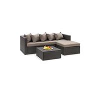 Blumfeldt Theia Lounge Salon de jardin canapé d'angle pouf 5 coussins noir