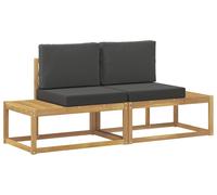 Canapé d'extérieur vidaXL avec 2 coussins, blanc, bois massif d'acacia