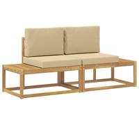 Canapé d'extérieur vidaXL avec 2 coussins, blanc, bois massif d'acacia