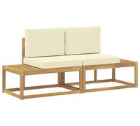 Canapé d'extérieur vidaXL avec 2 coussins, blanc, bois massif d'acacia