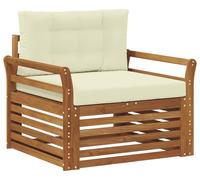 Canapé d'extérieur vidaXL en bois d'acacia massif et polyester, couleur naturel et crème