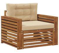 Canapé d'extérieur vidaXL en bois d'acacia massif et polyester, couleur naturelle et beige