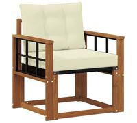 Canapé d'extérieur vidaXL en bois massif d'acacia, couleur naturelle et crème