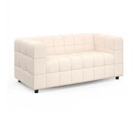 IDMarket - Canapé Droit 2 Places capitonné AMANCE en Tissu Bouclette Beige