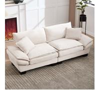 Canapé droit 2 Places Confortable- Assise Ultra-Profonde- Rembourrage Élastique- 224×81×81cm- Beige