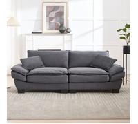Canapé droit 2 Places Confortable- Assise Ultra-Profonde- Rembourrage Élastique- 224×81×81cm- Gris foncé