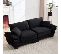 Canapé droit 2 Places Confortable- Assise Ultra-Profonde- Rembourrage Élastique- 224×81×81cm- Noir