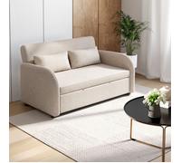 Canapé droit 2 places convertible NOAH en tissu beige