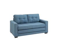 HOMCOM Canapé Convertible 2 Places canapé-lit avec Dossier capitonné, Coussins et Matelas Pliable au Sol, canapé en Tissu Effet Lin pour Salon, Chambre d'amis, 147,5 x 75 x 85 cm, Bleu