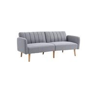 Homcom Canapé-Lit 2 Places Convertible Tissu Lin Dossier Réglable Pieds Bois Aosom France