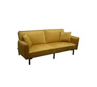 KONAE - Canapé Convertible Bois d'Eucalyptus Velours Ocre
