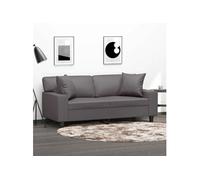 vidaXL Canapé 2 places avec oreillers décoratifs Gris 140 cm Similicuir