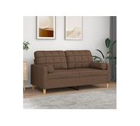 vidaXL Canapé 2 places oreillers décoratifs marron 140 cm