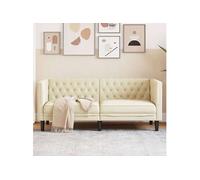 Canape droit 2 places en simili-cuir beige 74.5 x 174 x 70.5 cm