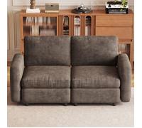Canapé Droit 2 Places Marron, Canapé Salon Moderne en Tissu, Design Scandinave, Assise Confortable