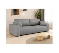 Canapé droit 3 places ALYA convertible en tissu bouclette - Gris