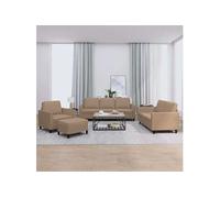 Canape droit 3 places en polyester marron 77 x 200 x 80 cm