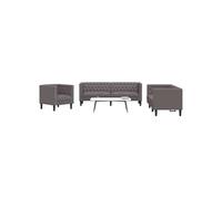 Vidaxl Canapé 3 places Chesterfield - Similicuir gris