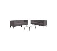 Canape droit 3 places en simili-cuir gris 74.5 x 174 x 70.5 cm