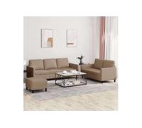 Vidaxl Ensemble De Canapés 3 Pcs Avec Coussins Cappuccino Similicuir