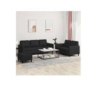 Canape droit 3 places en simili-cuir noir 77 x 140 x 80 cm