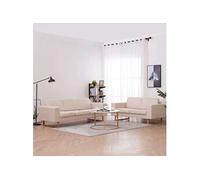 vidaXL Ensemble de canapé 2 pcs Canapé droit 3 places Tissu crème