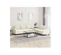 vidaXL Ensemble de canapés 2 pcs – Moderne, velours, avec coussins et accoudoirs – Crème