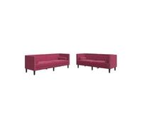 VIDAXL Ensemble canapé Chesterfield - Rouge bordeaux Velours