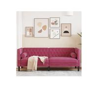 vidaXL Canapé Chesterfield 3 places en velours avec traversins