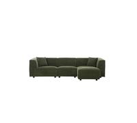 Monroe canapé 3 places + 1 pouf en velours côtelé vert