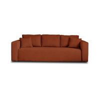 Bestmobilier Canapé 3 places convertible Topaze avec coffre en velours côtelé Terracotta