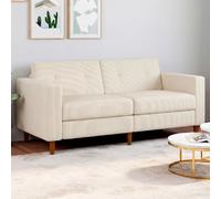 IDMarket – Canapé droit 3 places Callie en velours côtelé Beige