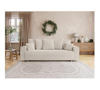 Canapé droit CHARTRONS convertible velours côtelé beige 3 places