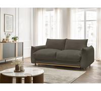 Canapé droit convertible 3 places ERNEST tissu bouclette marron 160x190 BOBOCHIC 160x190 Marron