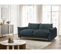 Canapé droit convertible 3 places ERNEST tissu velours côtelé bleu foncé 140x190 BOBOCHIC 140x190 Bleu foncé