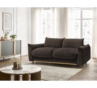 Canapé droit convertible 3 places ERNEST tissu velours côtelé marron 140x190 BOBOCHIC 140x190 Marron