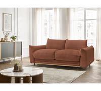 Canapé droit convertible 3 places ERNEST tissu velours côtelé orange 160x190 BOBOCHIC 160x190 Orange