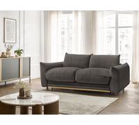 Canapé droit convertible 3 places ERNEST tissu velours côtelé taupe 160x190 BOBOCHIC 160x190 Taupe