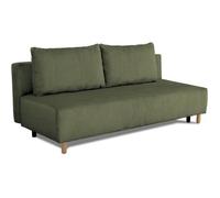 Canapé droit convertible 3 places GINO - Velours côtelé kaki - Avec coffre - L 195 x H 89 x P 91 cm