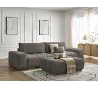 Canapé droit convertible coffre ANAKIN tissu bouclette avec pouf marron BOBOCHIC 4 places Marron
