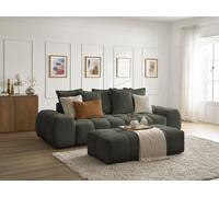 Canapé droit convertible coffre EVEREST tissu chiné avec pouf vert BOBOCHIC 3 places Vert