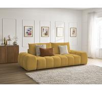 Canapé droit convertible coffre EVEREST tissu chiné jaune BOBOCHIC 3 places Jaune
