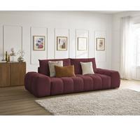Canapé droit convertible coffre EVEREST tissu chiné rouge BOBOCHIC 3 places Rouge