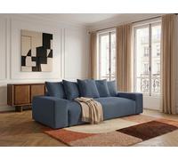 Canapé droit convertible coffre VOLTAIRE tissu chiné bleu foncé BOBOCHIC 3 places Bleu foncé