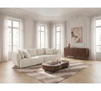 Canapé droit convertible double avance-recule électrique AUDE tissu bouclette blanc BOBOCHIC 3 places Blanc