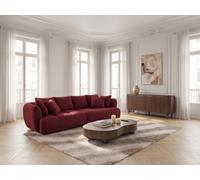 Canapé droit convertible double avance-recule électrique AUDE tissu bouclette rouge BOBOCHIC 3 places Rouge