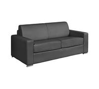 Canapé droit convertible express 4 places CALITO - Cuir de buffle gris - Couchage 160 cm - Matelas 14 cm