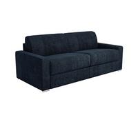 Canapé droit convertible express 4 places CALITO - Tissu bleu - Couchage 160 cm - Matelas 22 cm mémoire de forme