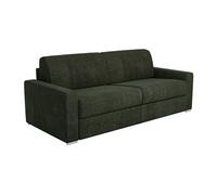 Canapé droit convertible express 4 places CALITO - Tissu vert - Couchage 160 cm - Matelas 18 cm