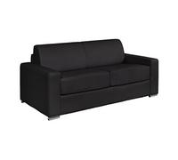 Canapé droit convertible express CALITO 4 places en cuir de buffle noir - Couchage 160 cm - Matelas 22 cm mémoire de forme